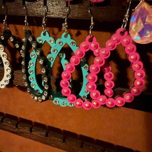 4- Colorful Rhinestone Teardrop Earrings